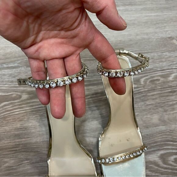 MARC FISHER KARIMA HEELED SANDALS Golden Tone Rhinestone Straps Sandals - Picture 11 of 11